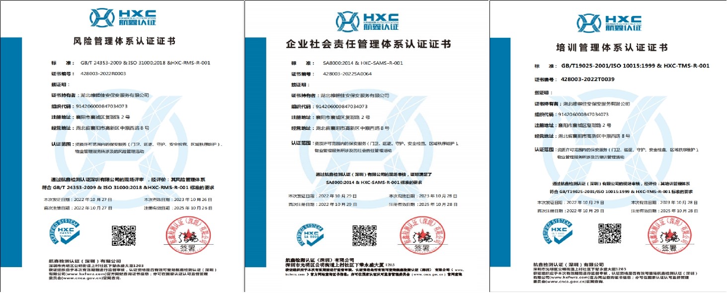 【体系认证证书】